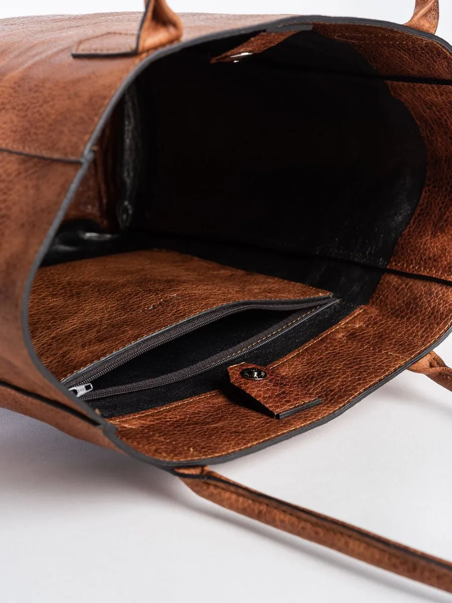 tall pocket tote - cedar ovino