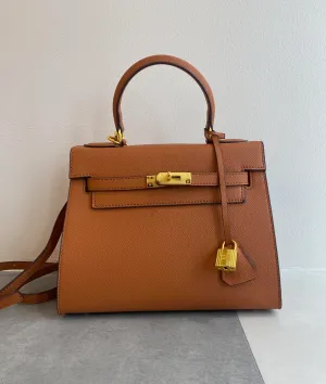 Tan Lock Handbag