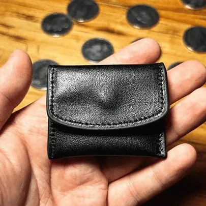 The Cowhide Coin Wallet (Black) by Bacon Magic