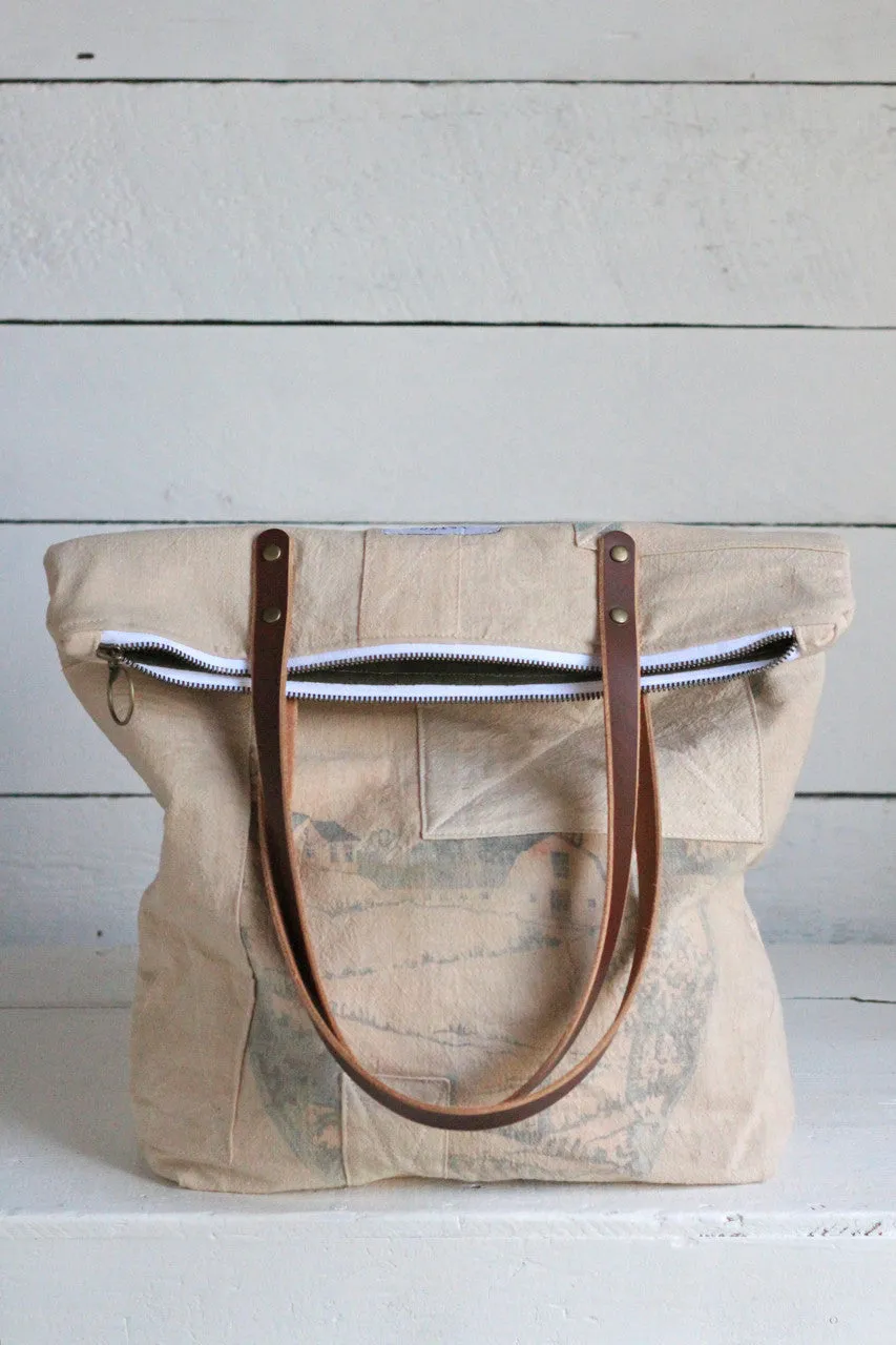 The Rambler Tote / 1940's era Patched Farm Feedsack