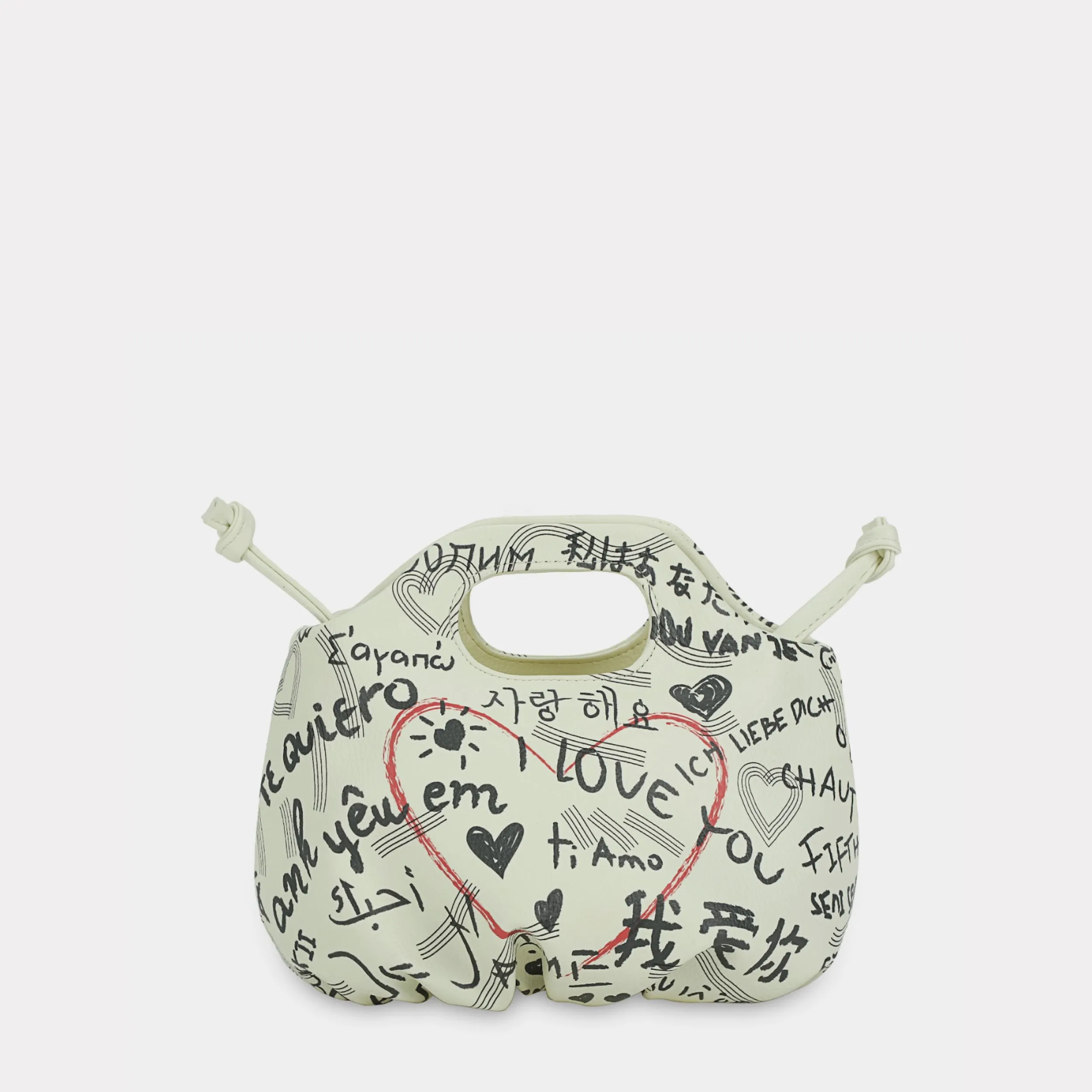 TÚI XÁCH Flower Mini họa tiết I LOVE YOU màu trắng