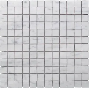 Tilefornia Bianco White Carrara Premium Italian Polished Marble Mosaic Tiles 1 Square Feet ( 1'' x 1'' MOSAIC)