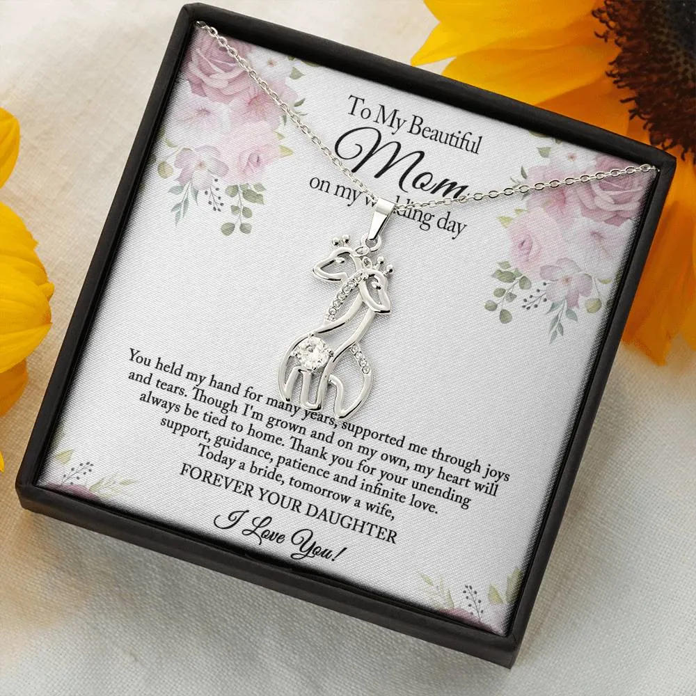 To My Beautiful Mom Necklace, Mother of the Bride Gift from Daughter, Wedding Day Gift from Bride