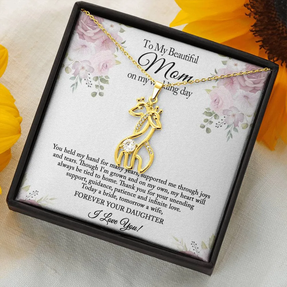To My Beautiful Mom Necklace, Mother of the Bride Gift from Daughter, Wedding Day Gift from Bride