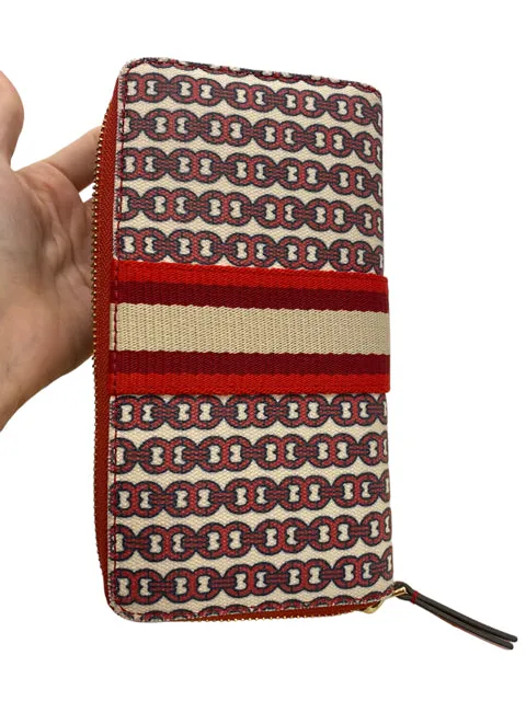 TORY BURCH red/navy/cream wallet
