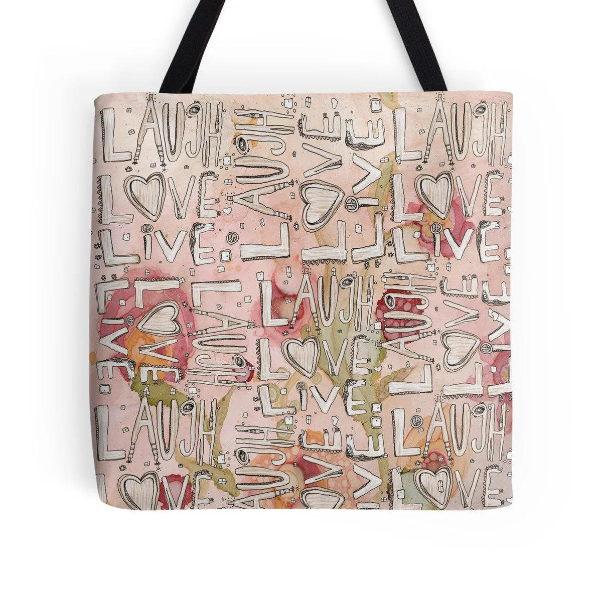Tote Bag 'Laugh Love Live floral'