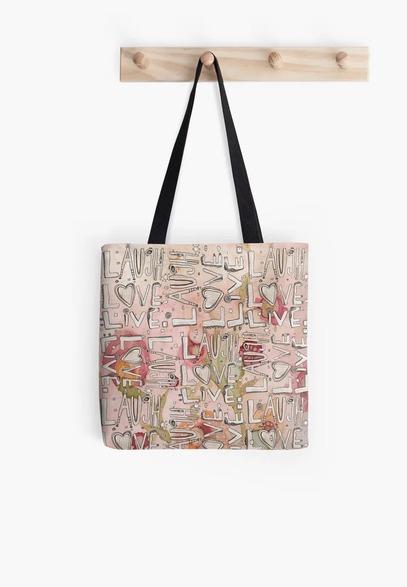 Tote Bag 'Laugh Love Live floral'