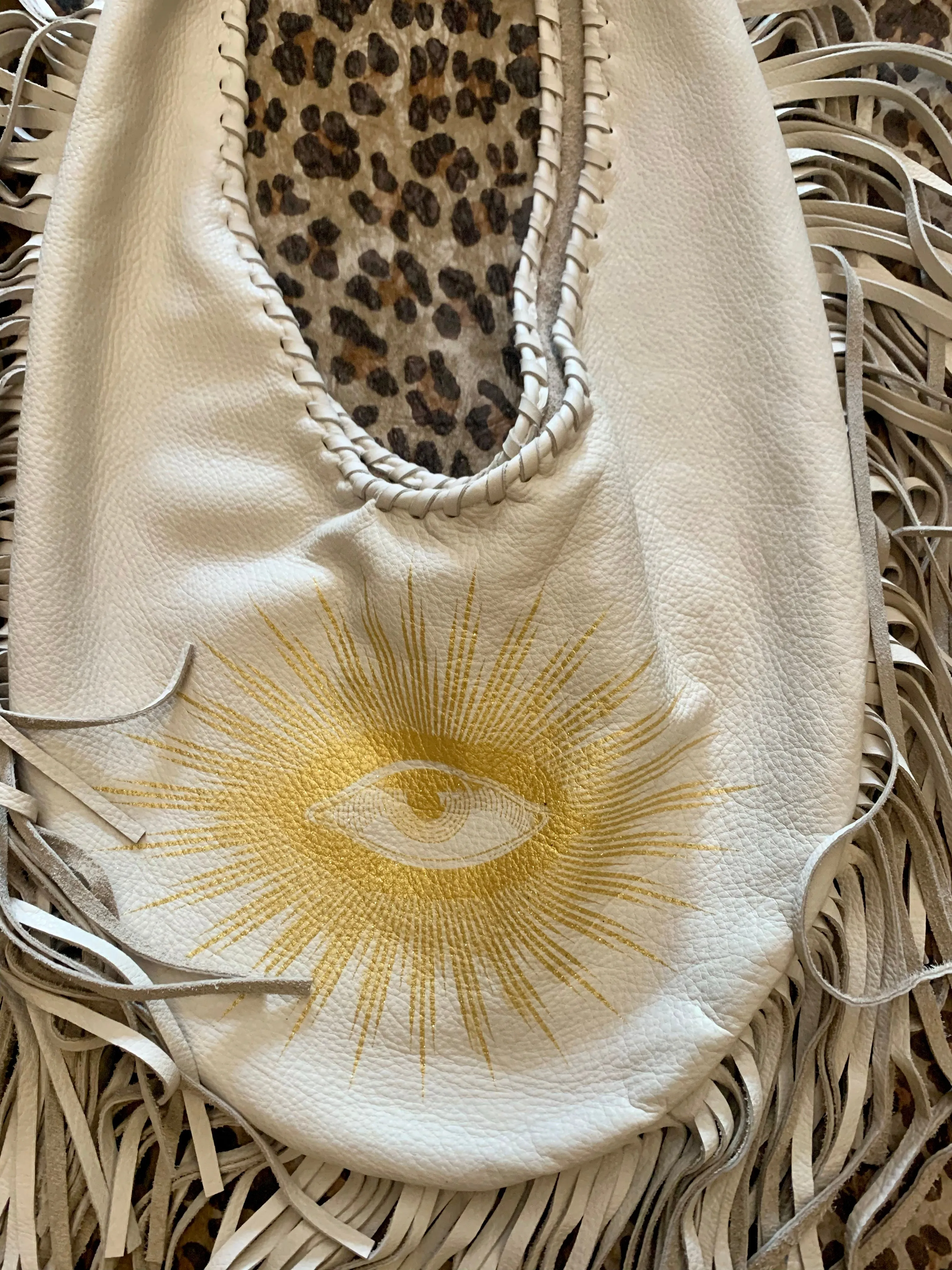 Totem Salvaged Leather Fringe Teardrop Shoulder Bag