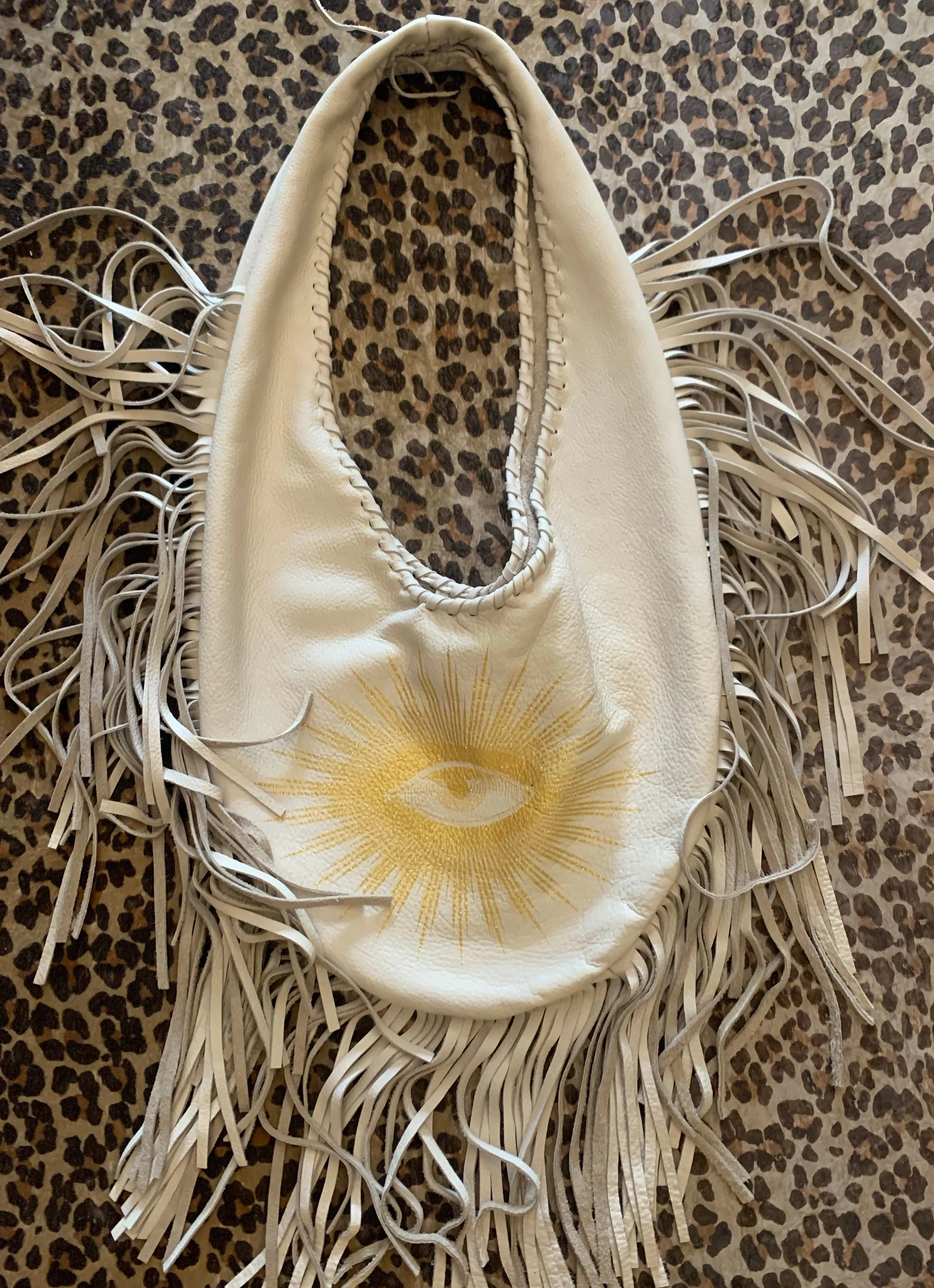 Totem Salvaged Leather Fringe Teardrop Shoulder Bag