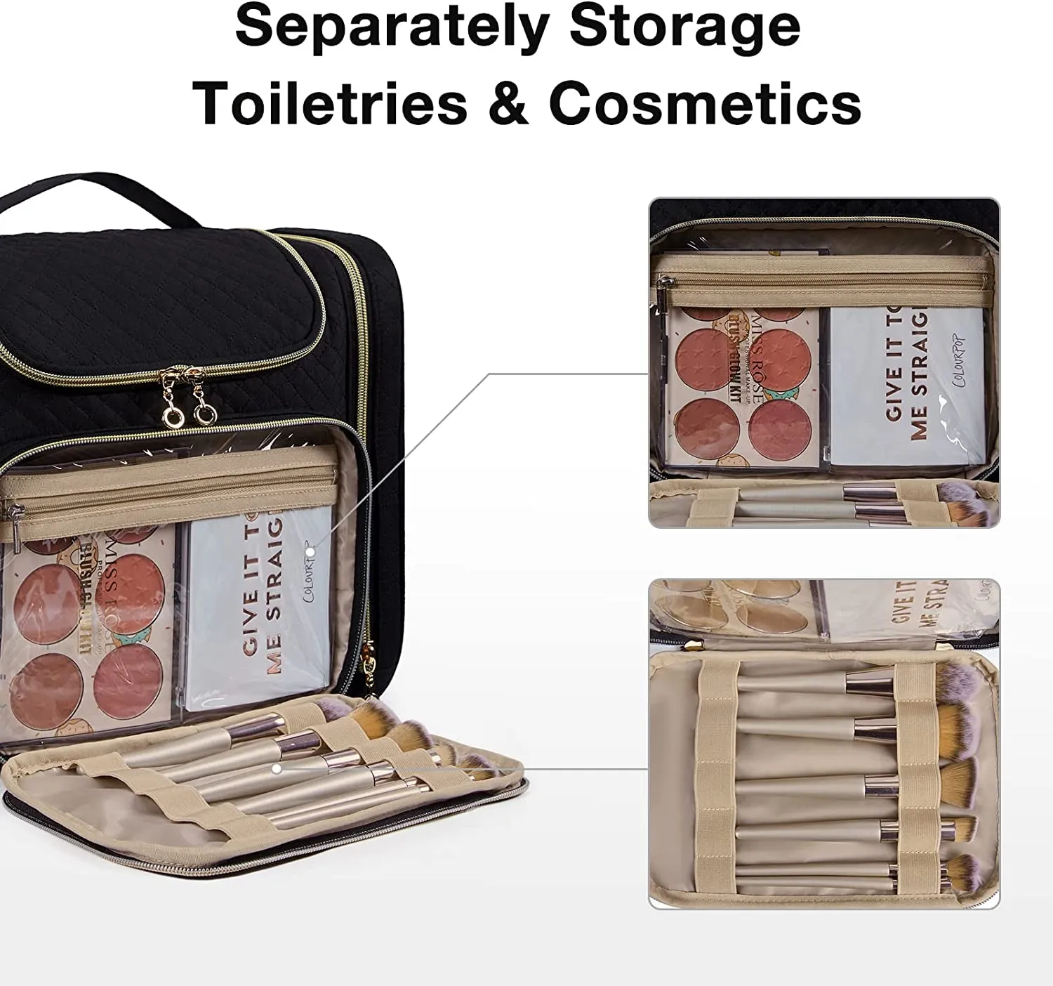Travel Toiletry Bag for Women Waterproof Cosmetic Bag with Hook