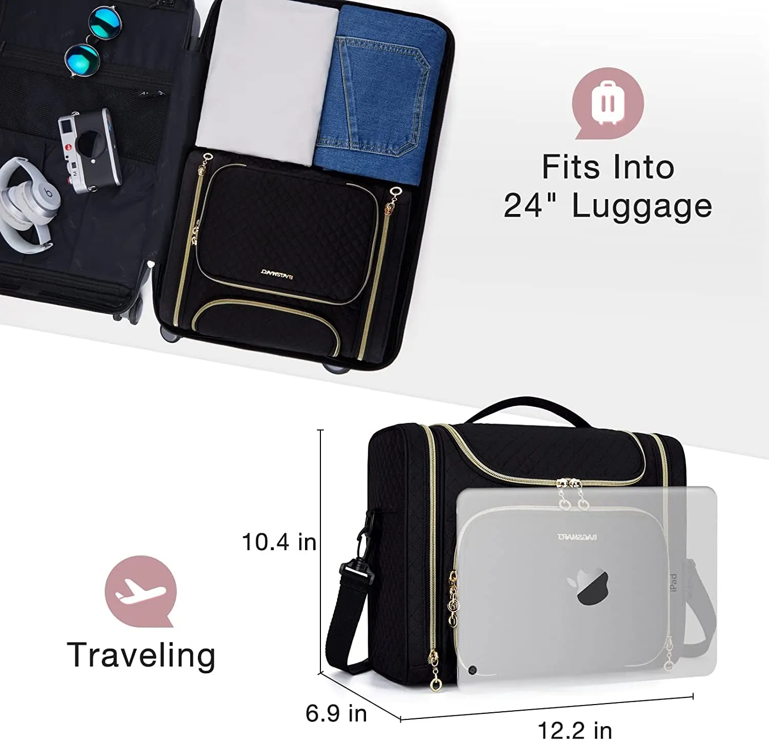 Travel Toiletry Bag for Women Waterproof Cosmetic Bag with Hook