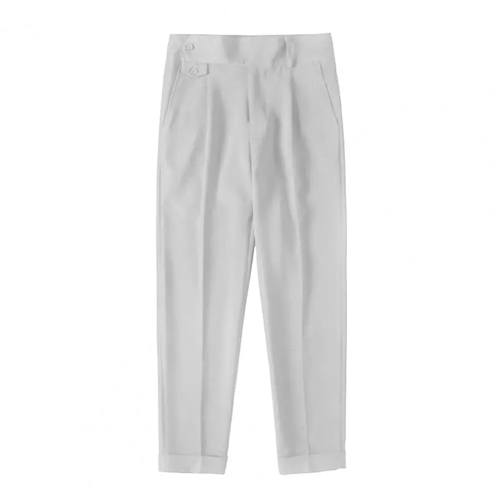 Trendy Business Pants Formal Dress Trousers Solid Color Slim-fitting Buttons Suit Trousers  Dressing