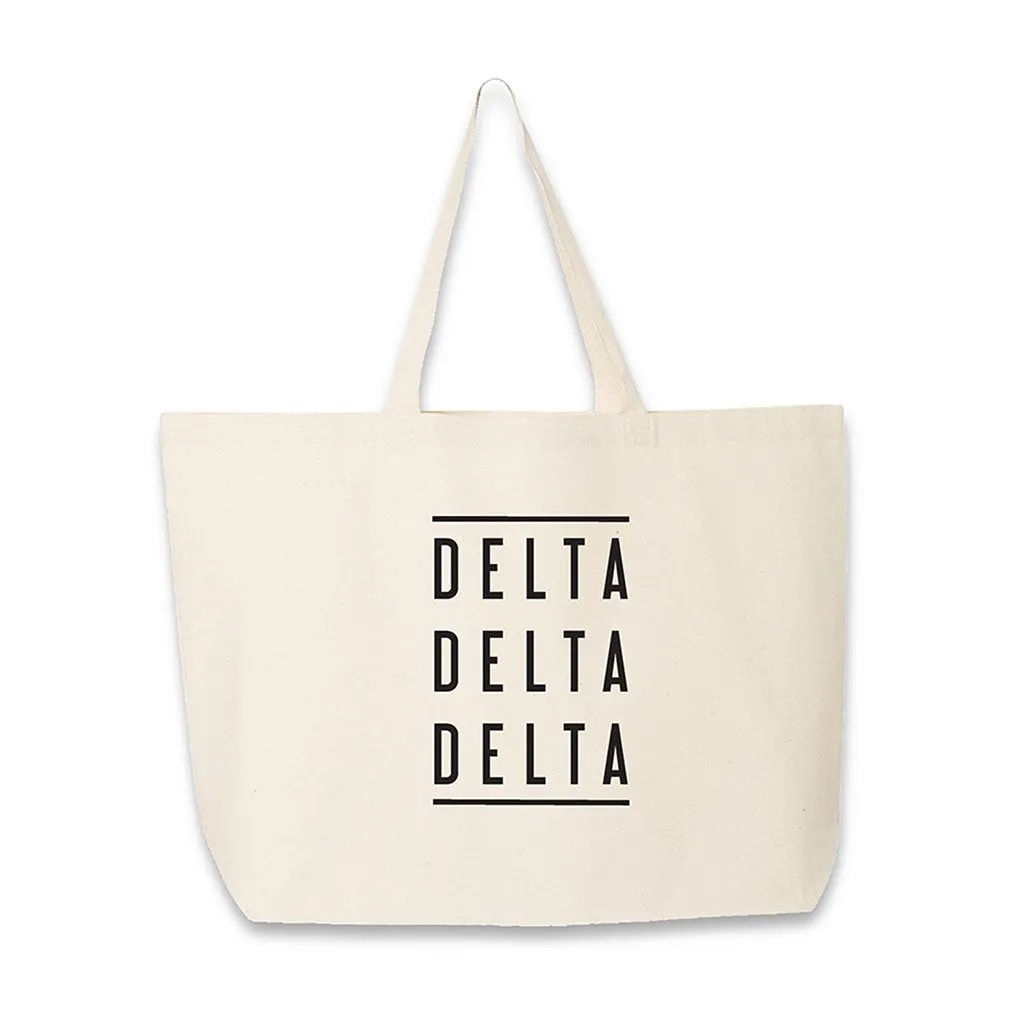 Tri Delta Sorority Printed on Cotton Canvas Tote Bag