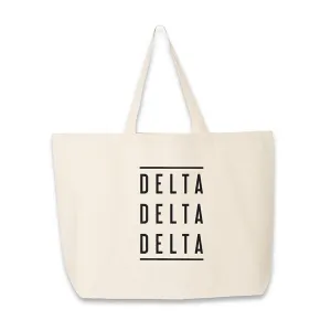 Tri Delta Sorority Printed on Cotton Canvas Tote Bag