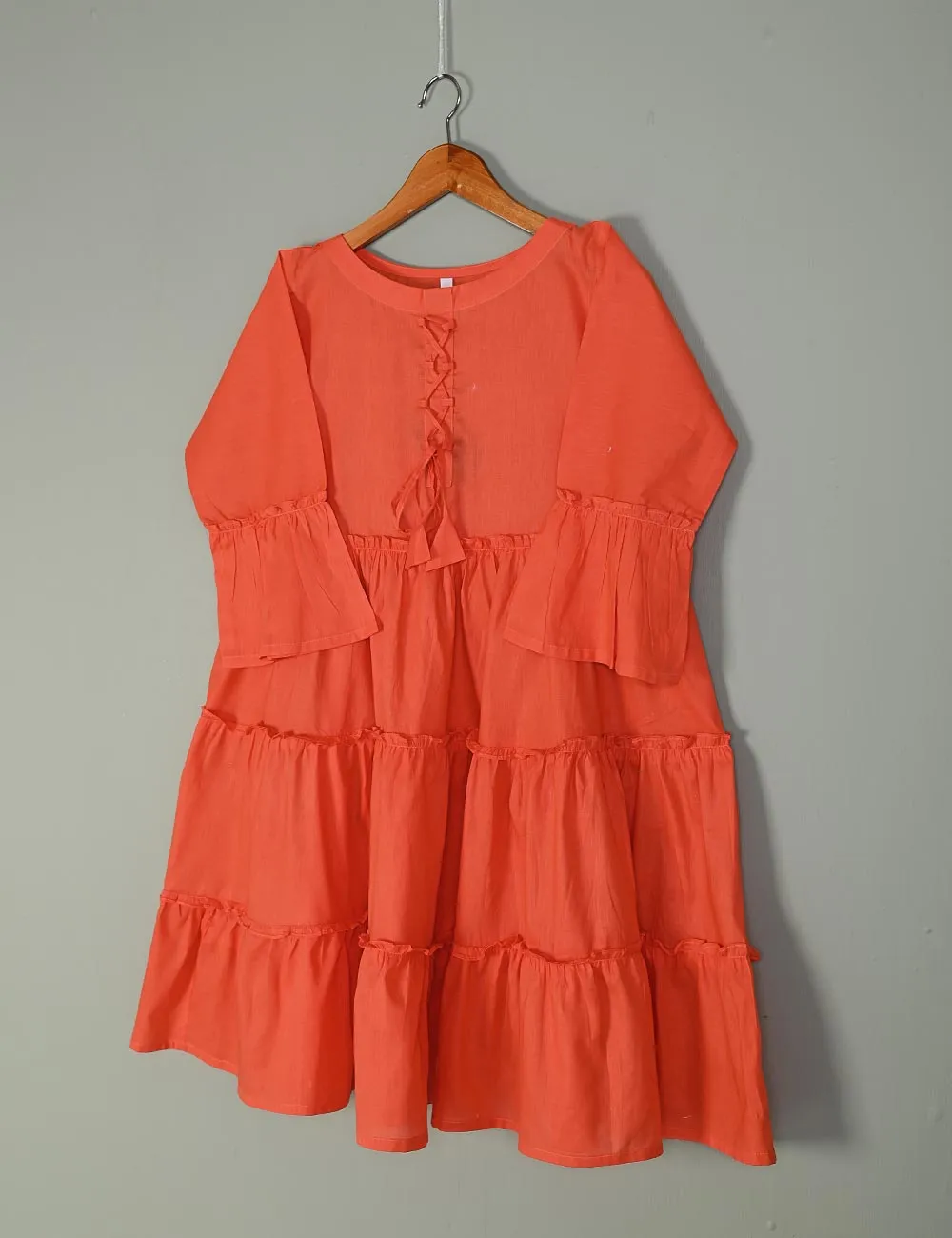 TS-188A-Orange - Leilani - Cotton Stitched Frock
