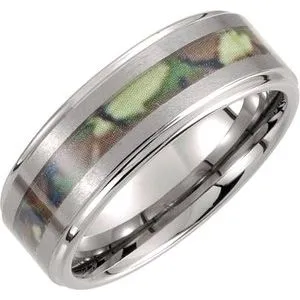 Tungsten 6 mm Ridged Band with Desert Camo Inlay Size 6.5