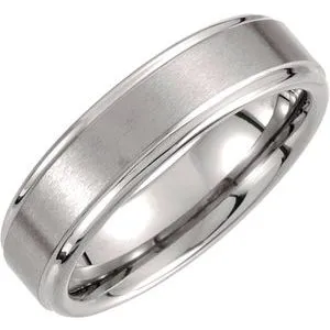 Tungsten 6 mm Satin and Polished Edge Band Size 9.5