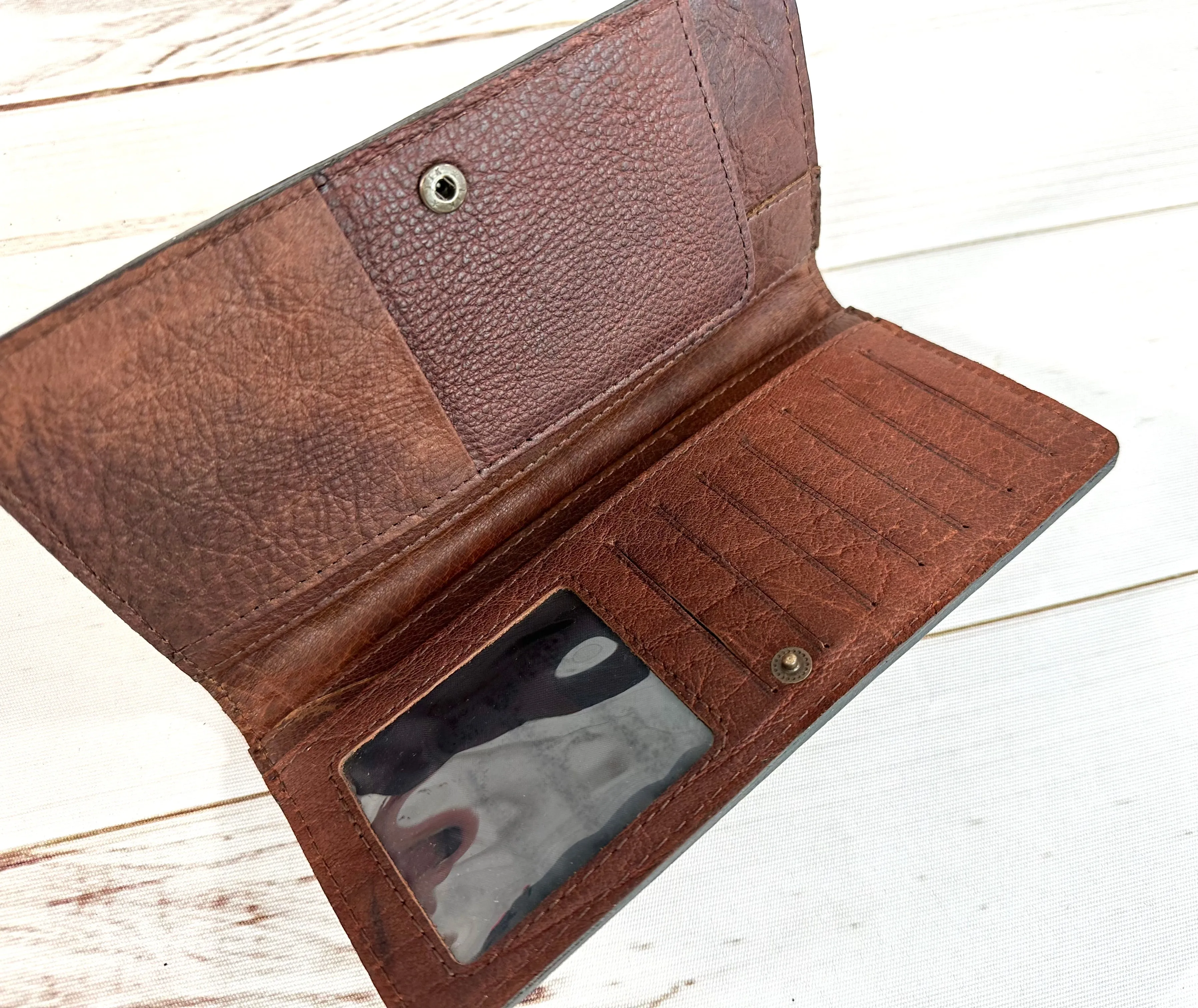 Turquoise Border Floral Tooled Snap Wallet
