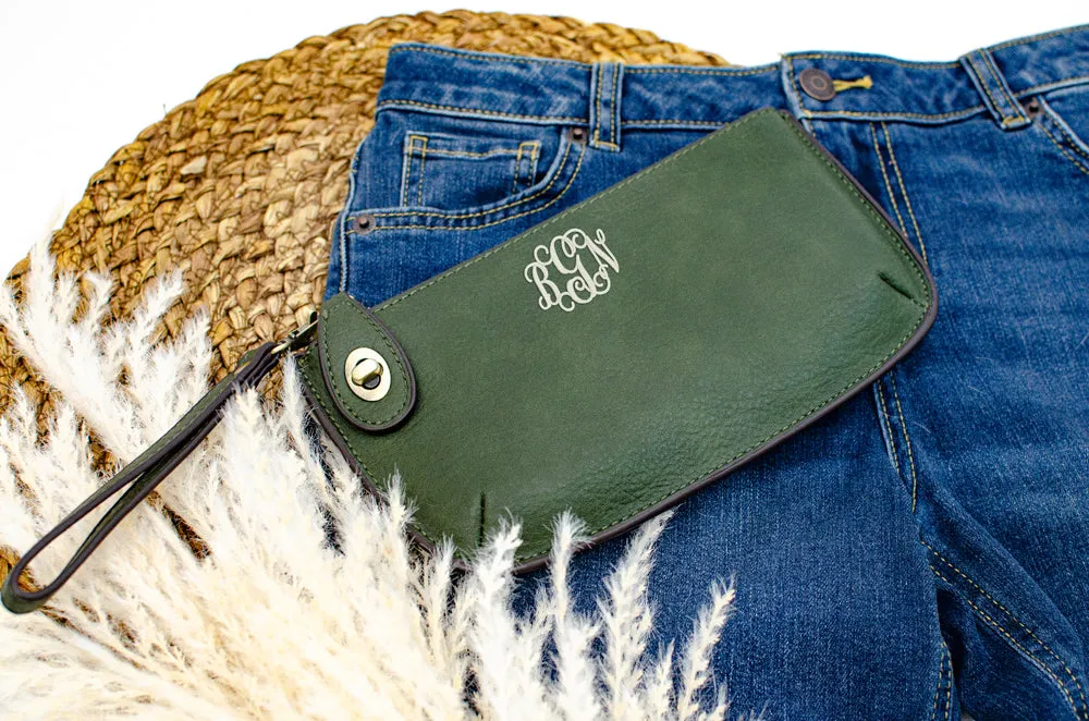 Twist Lock Crossbody Mini Clutch - Monogrammed Wristlet - Fall Colors