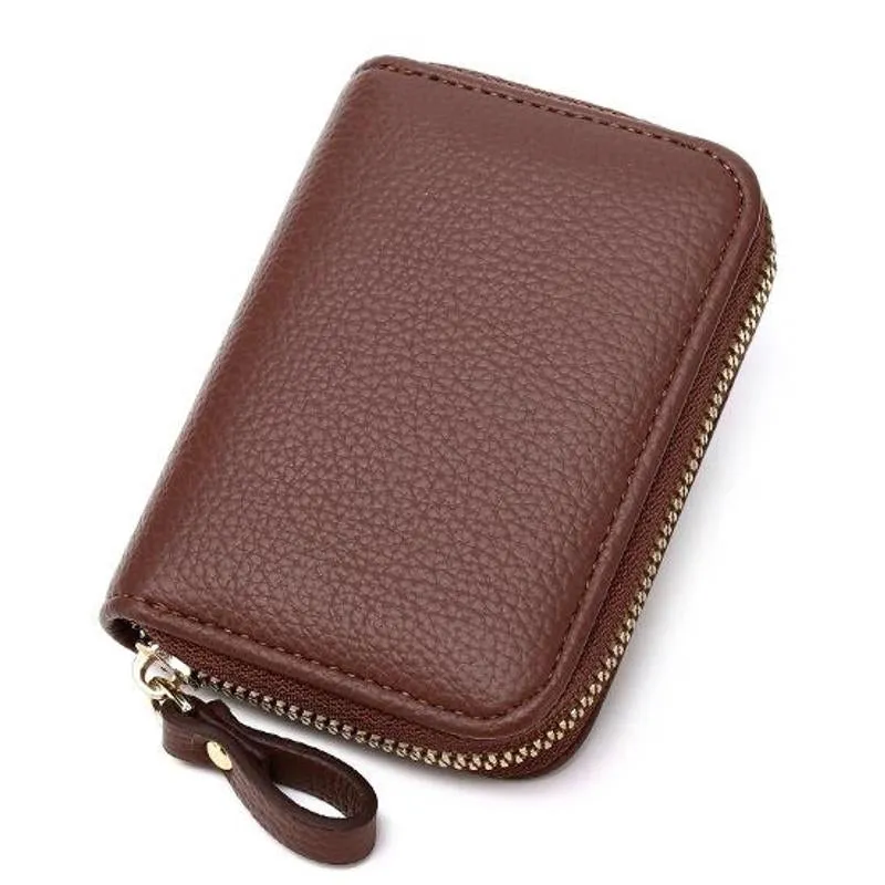 Unisex RDIF Card Holder Zipper PU Leather Purse
