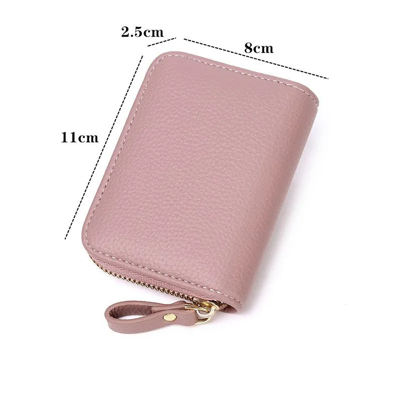 Unisex RDIF Card Holder Zipper PU Leather Purse