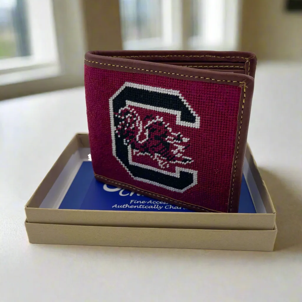 University of South Carolina (USC) Gamecocks Logo Needlepoint Wallet