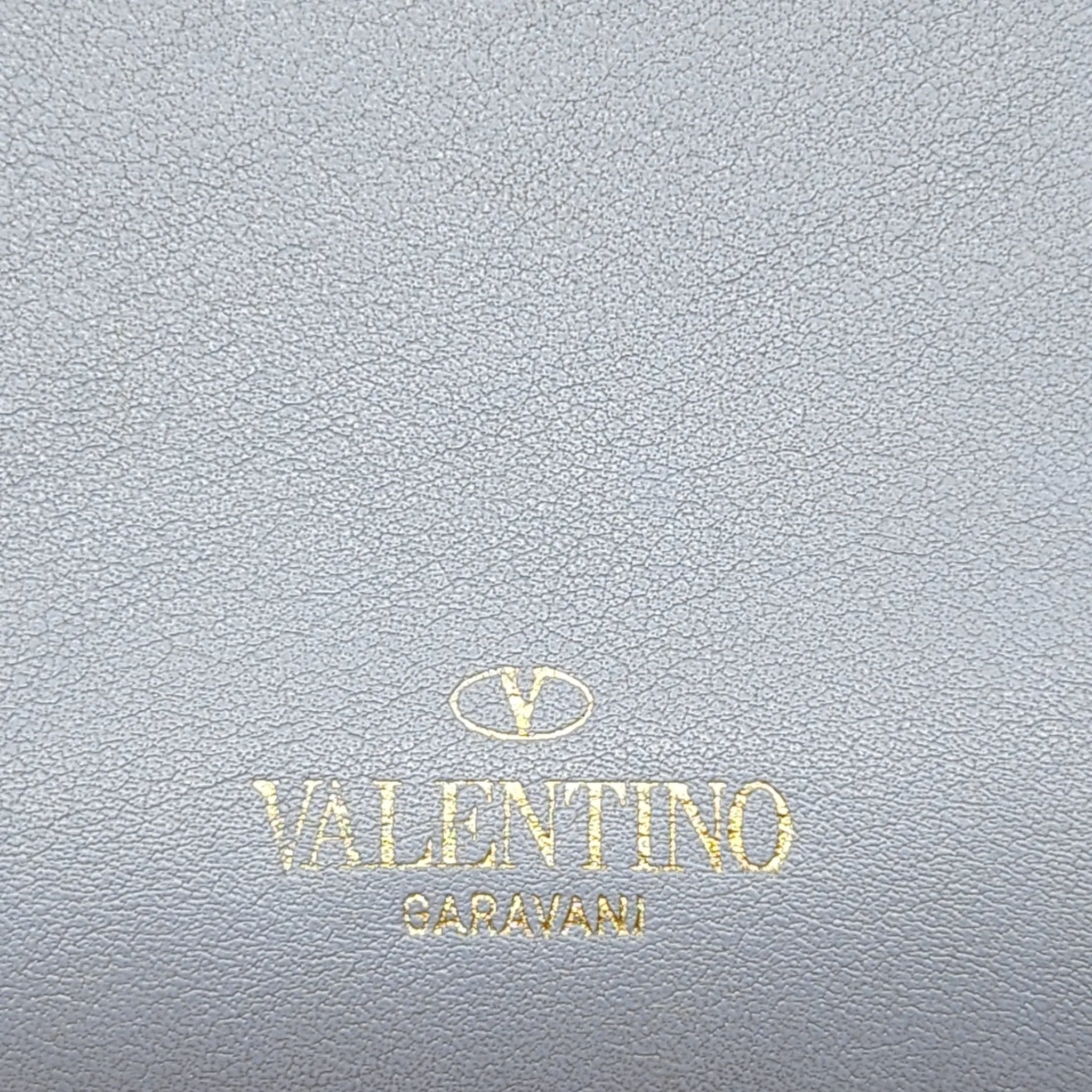 Valentino Rockstud Leather Ziparound Organizer Wallet in Light Blue