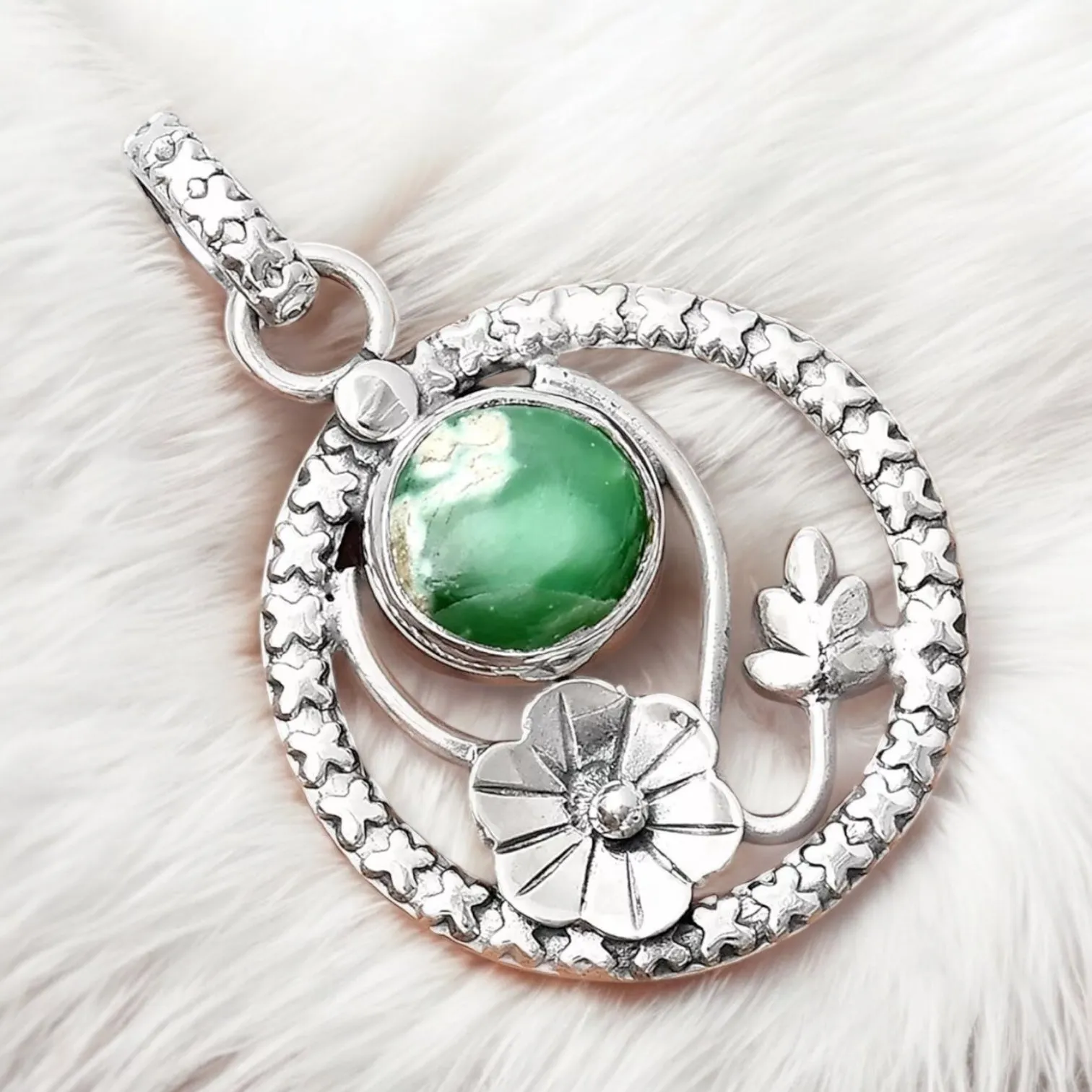Variscite Solid 925 Sterling Silver Pendant