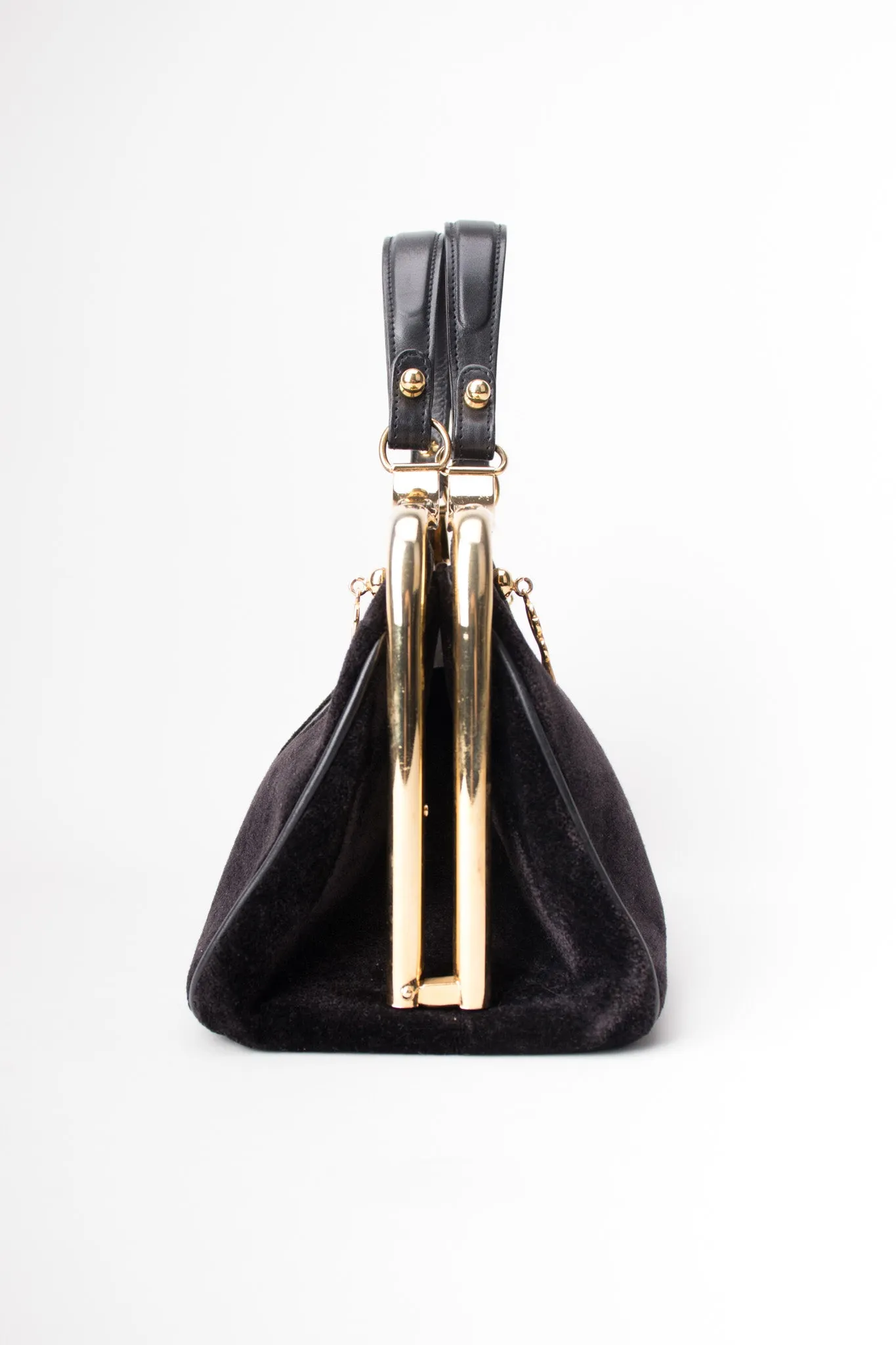 Velvet Hinged Frame Handbag