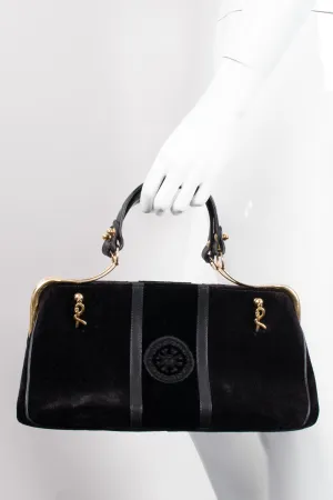 Velvet Hinged Frame Handbag
