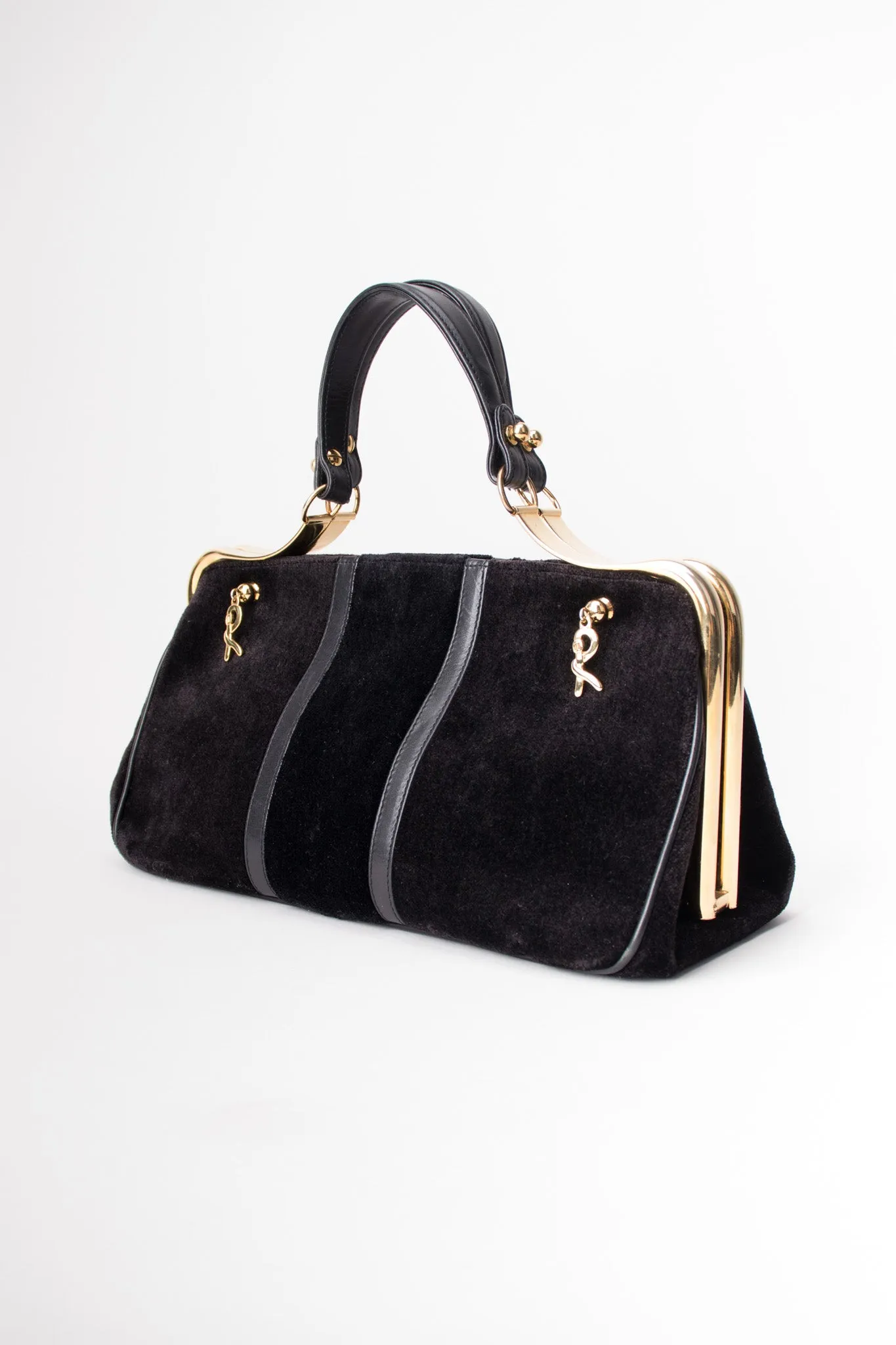 Velvet Hinged Frame Handbag