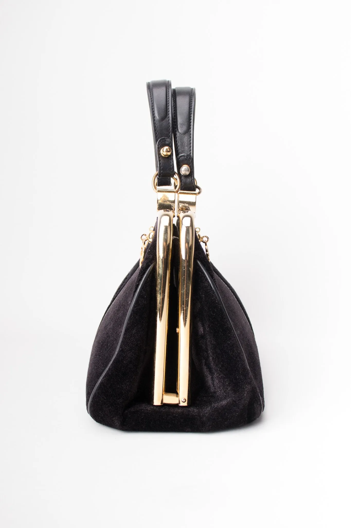 Velvet Hinged Frame Handbag