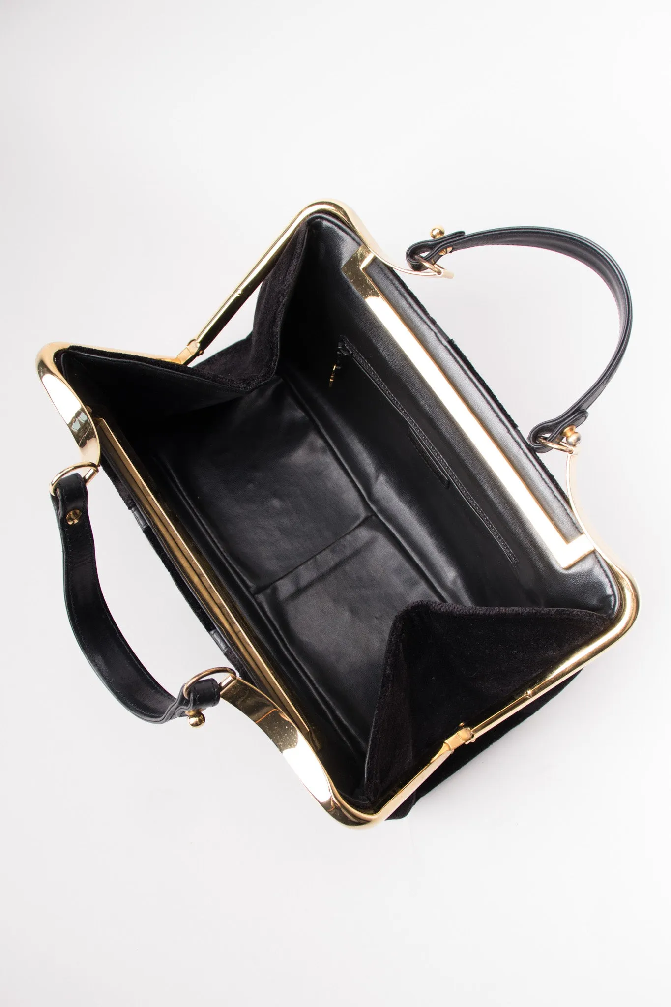 Velvet Hinged Frame Handbag