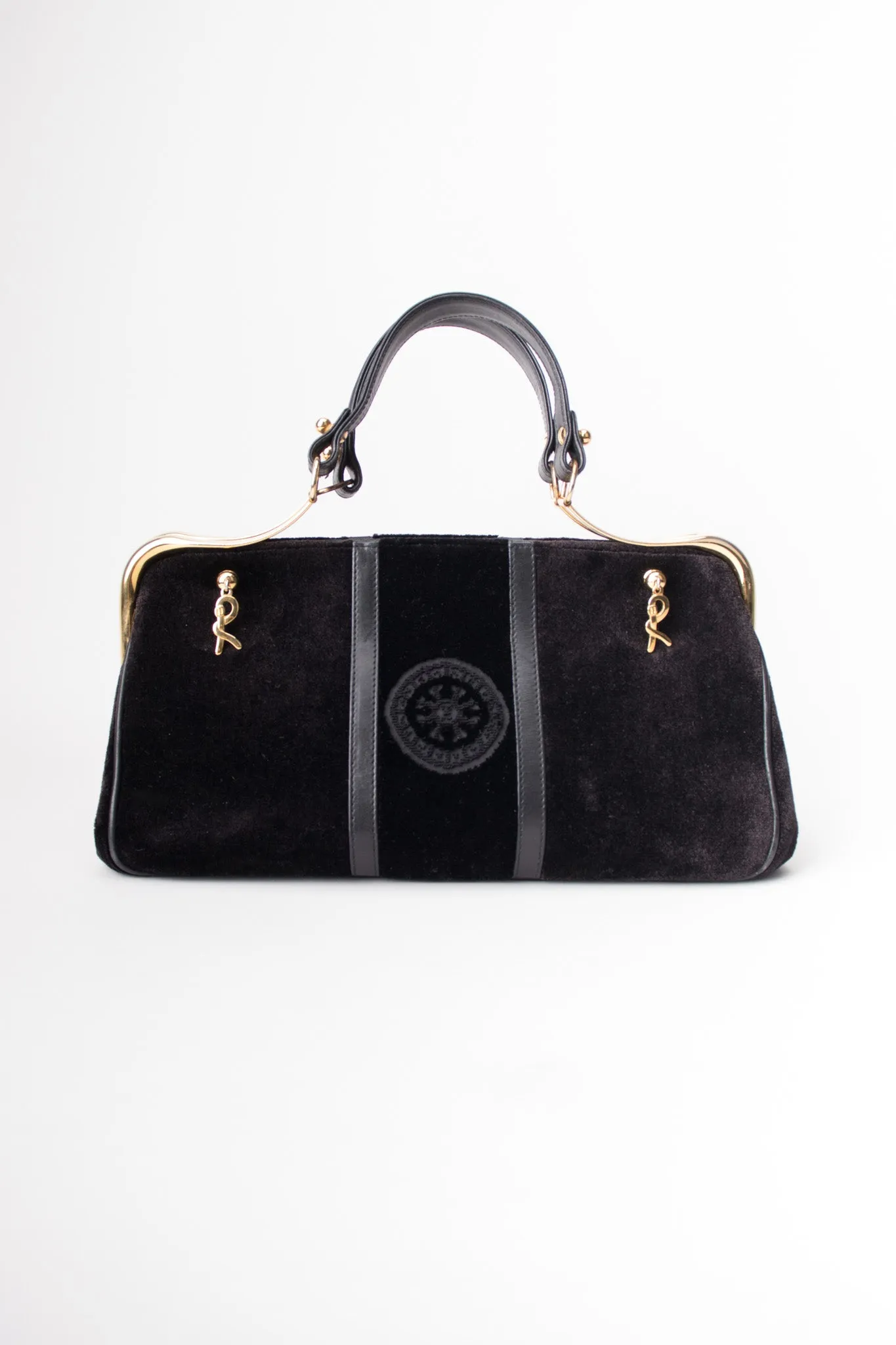 Velvet Hinged Frame Handbag