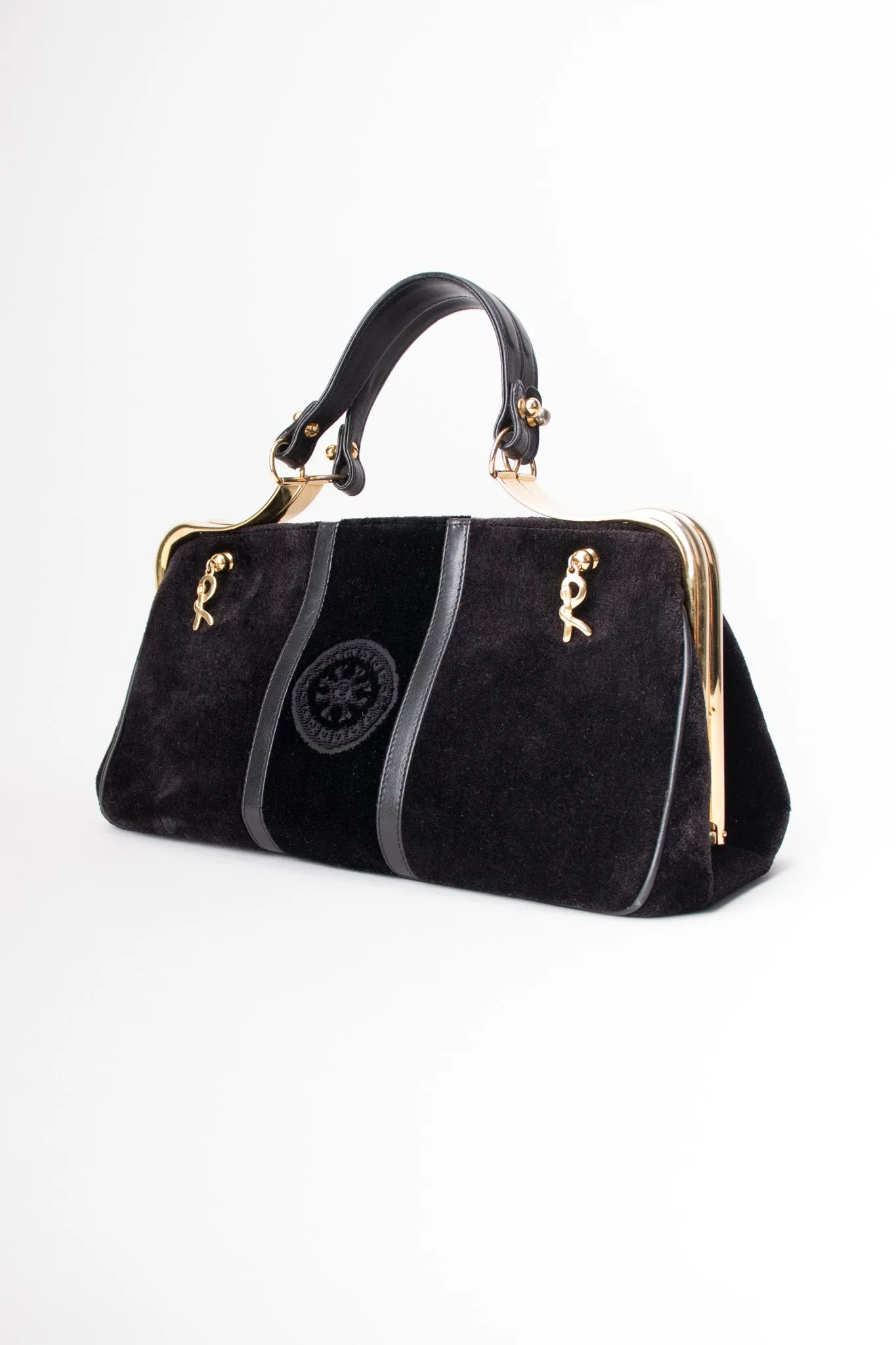 Velvet Hinged Frame Handbag