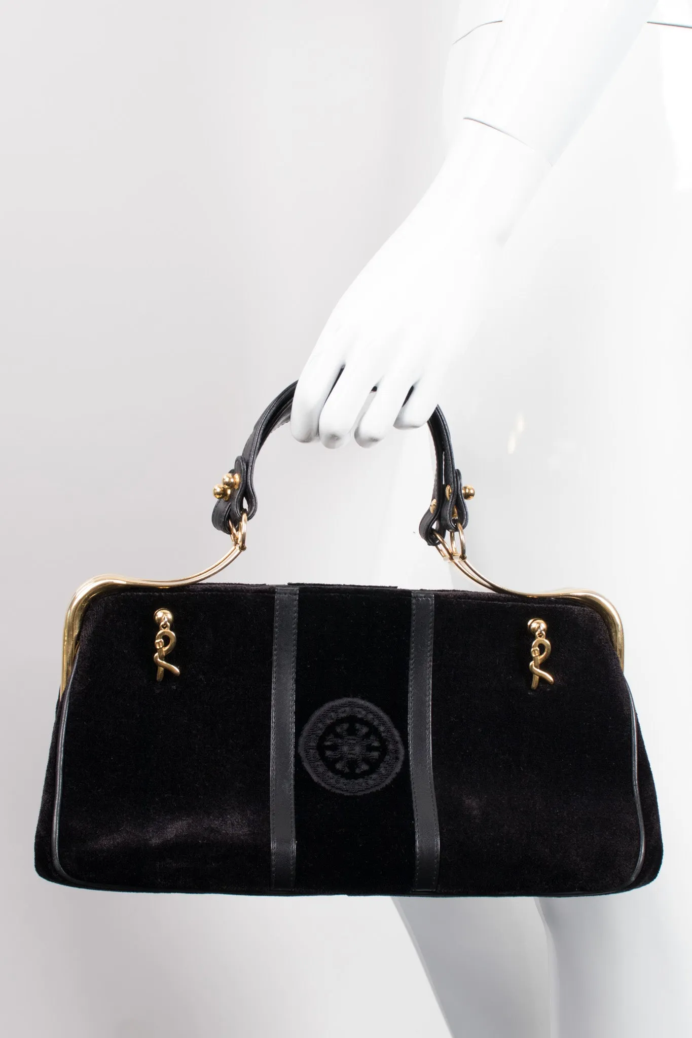 Velvet Hinged Frame Handbag