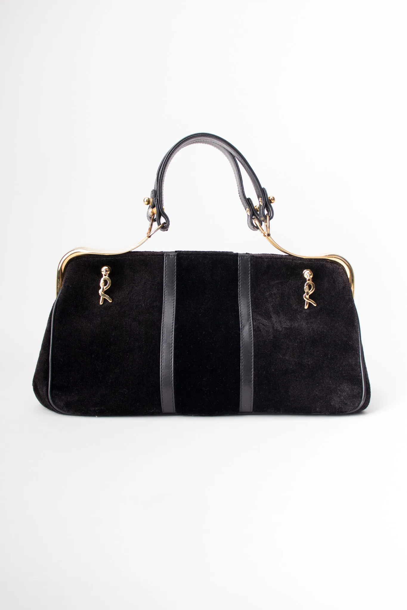 Velvet Hinged Frame Handbag