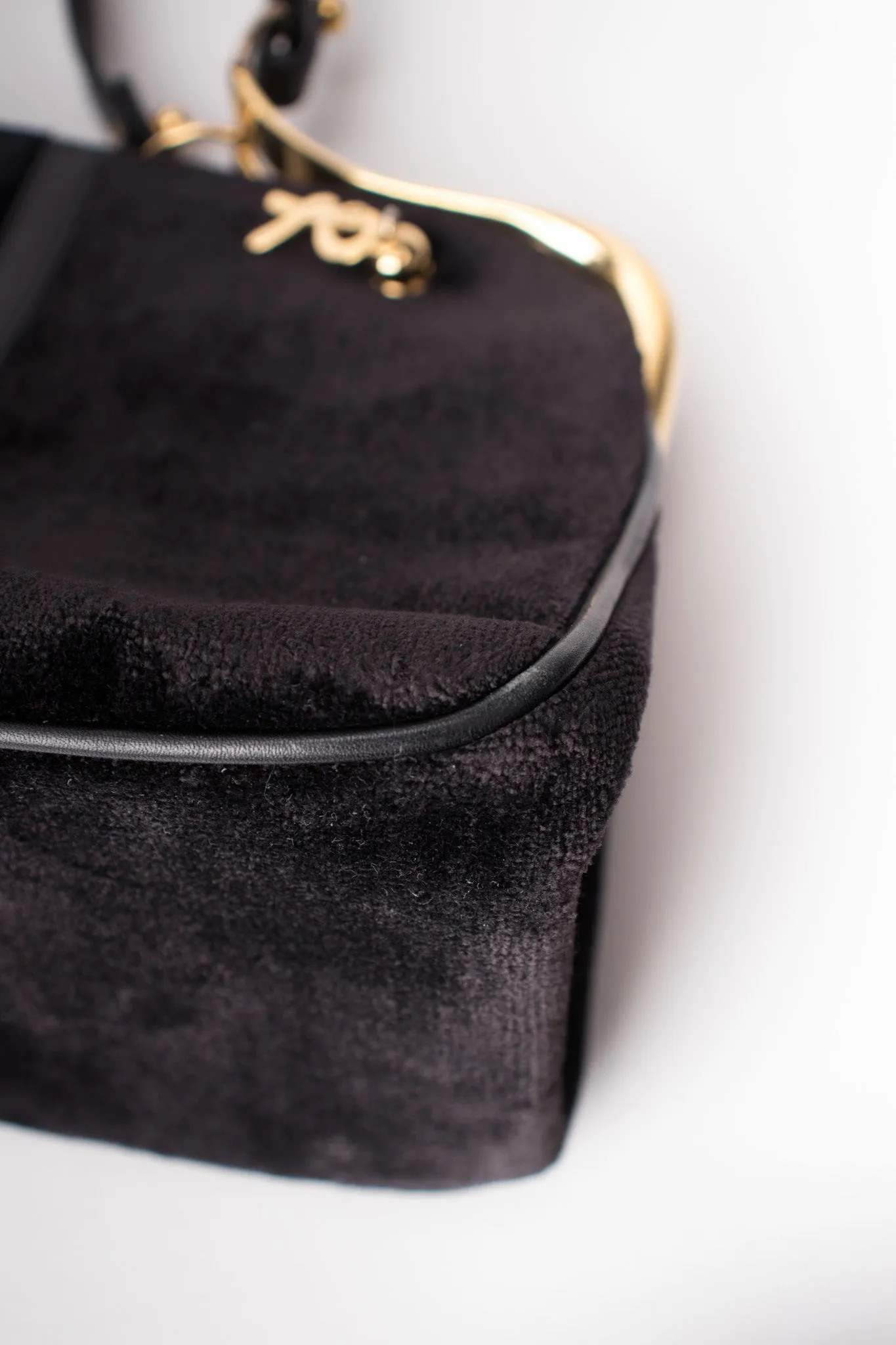 Velvet Hinged Frame Handbag