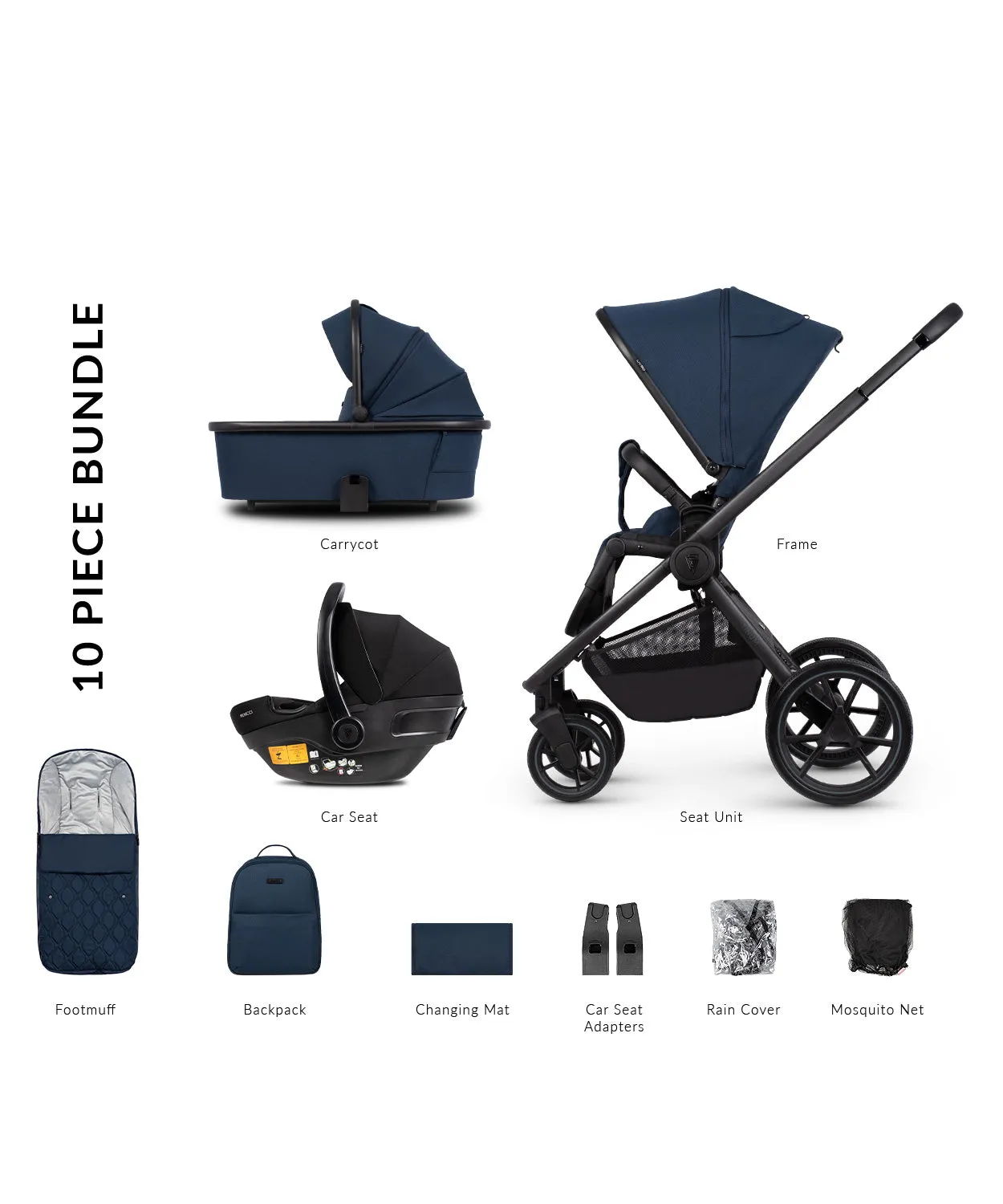 Venicci Tinum Edge bundle with Tiago iSize Car Seat - Ocean