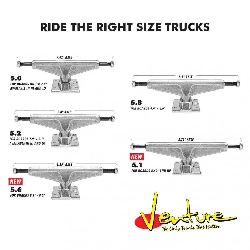 Venture V-Lights 5.2 Lo Polished Skateboard Trucks 8"