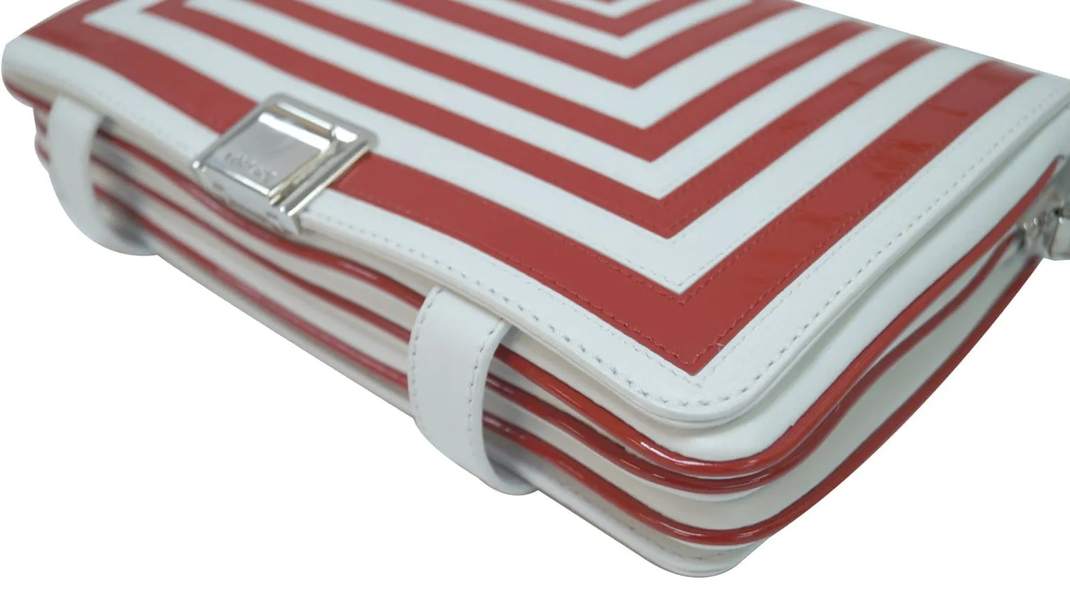 Versace Patent Leather Red/White Short Handle Flap Shoulder Bag - Last Call