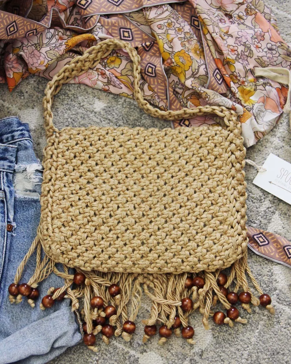 Vintage 70's Macrame Tote