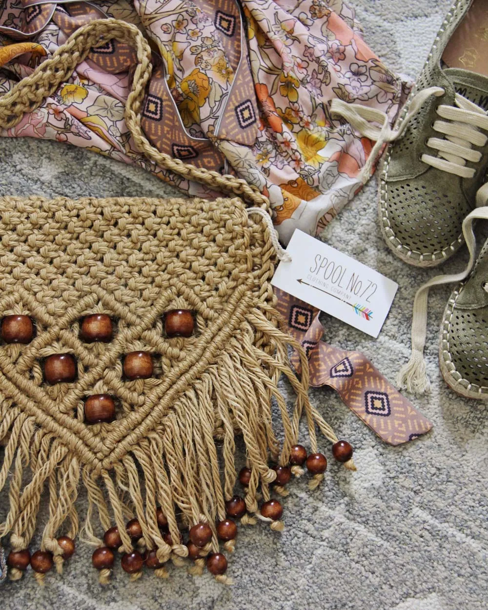 Vintage 70's Macrame Tote