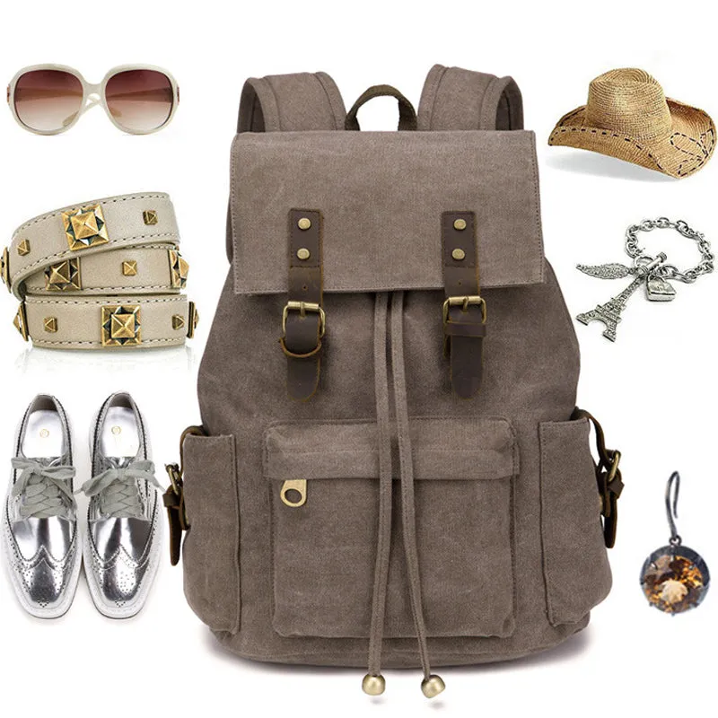 Vintage Canvas Drawstring Backpack For 15in Laptop
