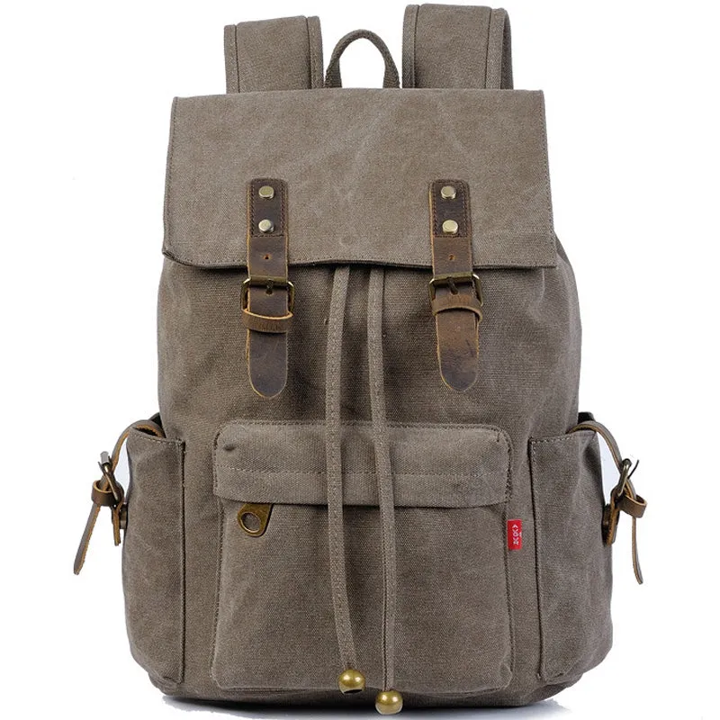 Vintage Canvas Drawstring Backpack For 15in Laptop