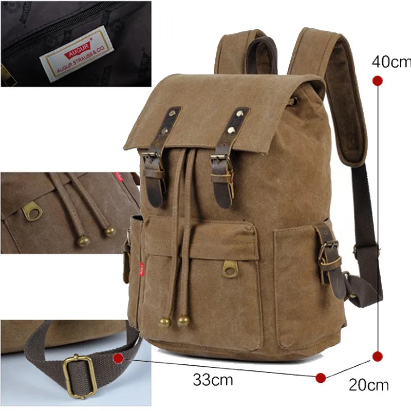 Vintage Canvas Drawstring Backpack For 15in Laptop