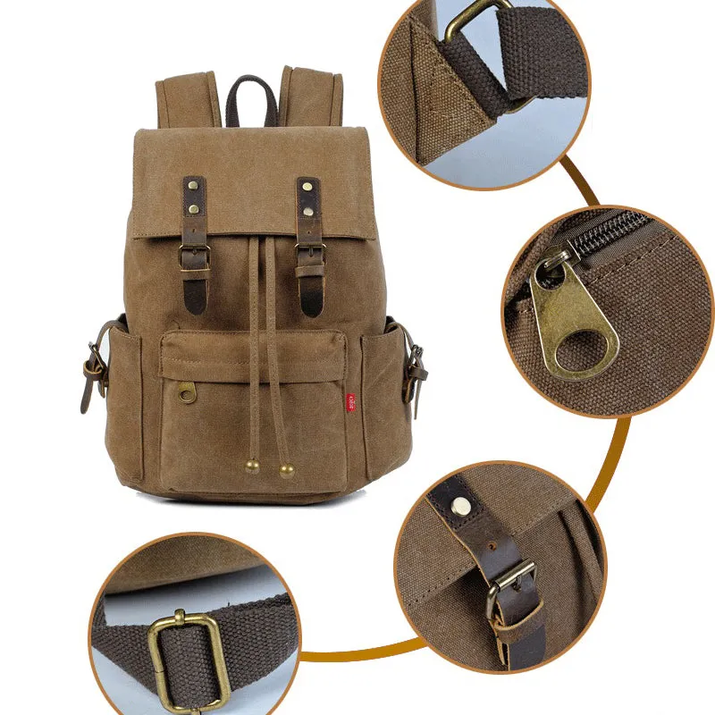 Vintage Canvas Drawstring Backpack For 15in Laptop