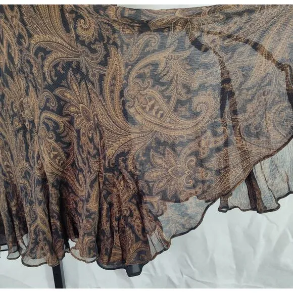 Vintage LAUREN Ralph Lauren Paisley Pattern Silk Skirt Knee Length Petite Medium