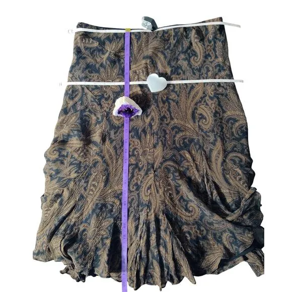 Vintage LAUREN Ralph Lauren Paisley Pattern Silk Skirt Knee Length Petite Medium
