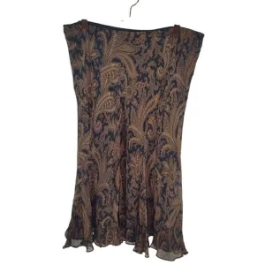 Vintage LAUREN Ralph Lauren Paisley Pattern Silk Skirt Knee Length Petite Medium